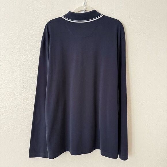 Untuckit Men's Size 3XL XXXL Navy Blue Long Sleeve Polo Shirt 100% Pima Cotton - Picture 2 of 8